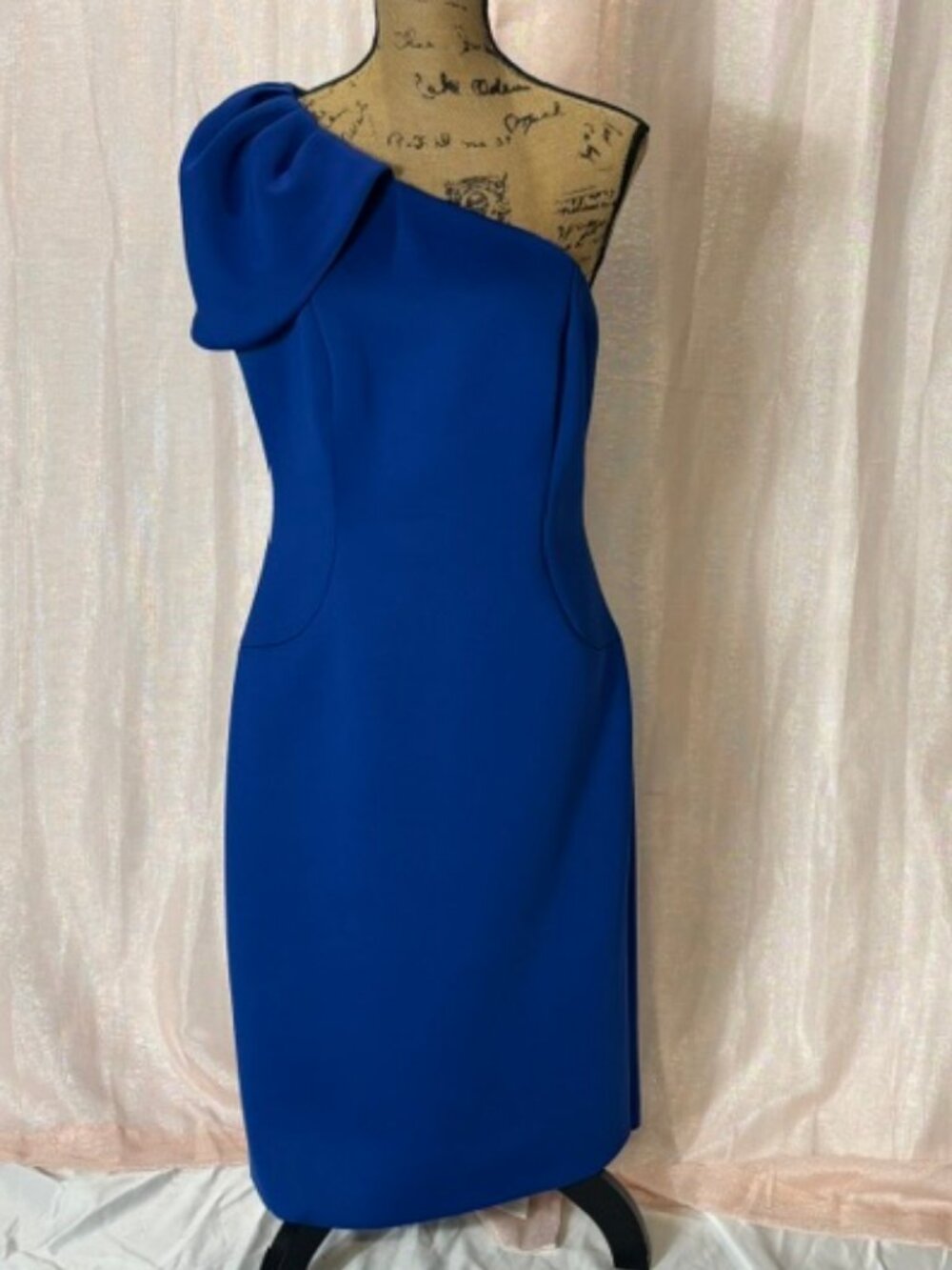 Blue Ruffle One Shoulder Cocktail Dress